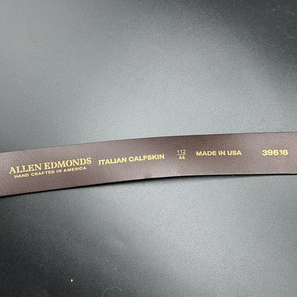 Allen Edmonds Broadway Avenue Italian Calfskin Leather Belt 44 39616 Chili Brown
